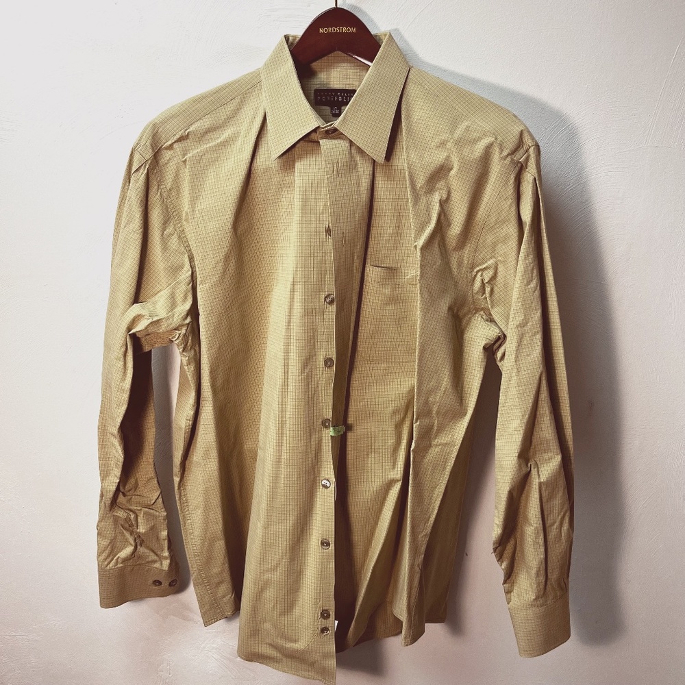 Perry Ellis Portfolio Beige Dress Shirt - 17 34/45